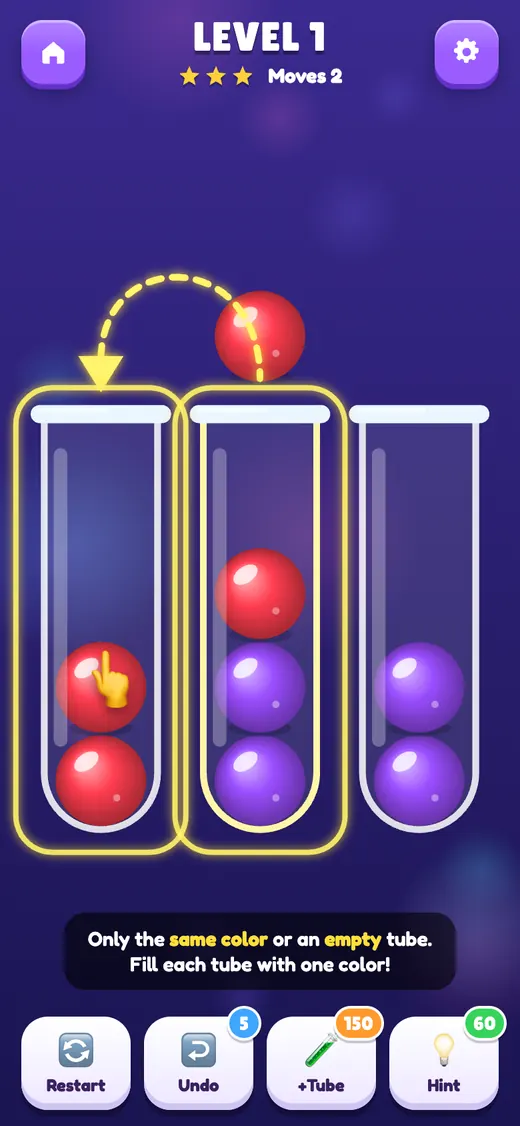 Ball Sort gameplay on a phone