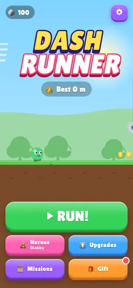 Dash Runner HTML5 game home screen