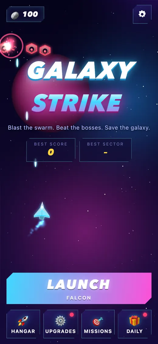 Galaxy Strike HTML5 game running on a phone