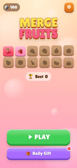 Merge Fruits HTML5 game home screen