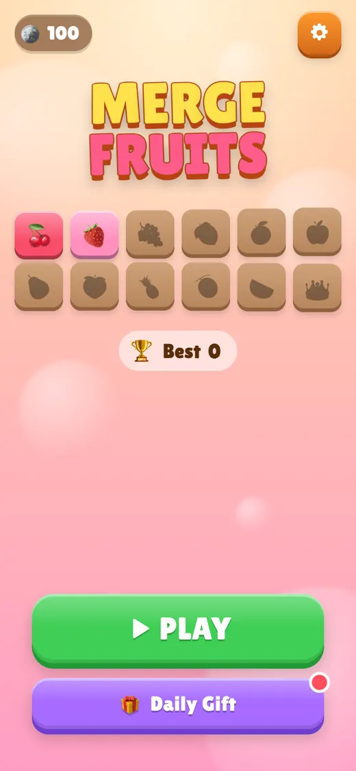 Merge Fruits HTML5 game running on a phone