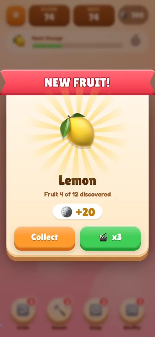 Merge Fruits gameplay on a phone