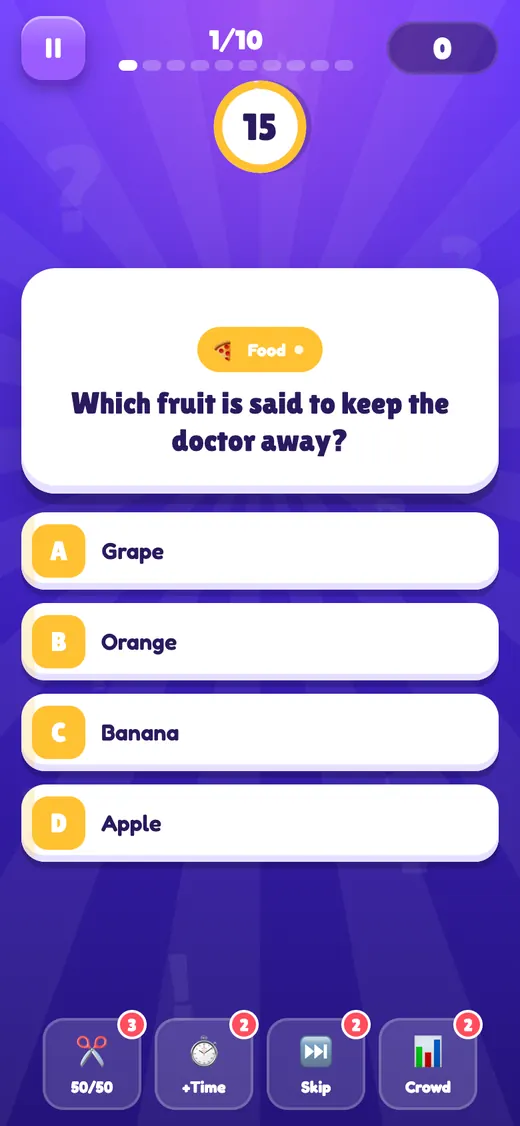 Quiz Rush gameplay on a phone