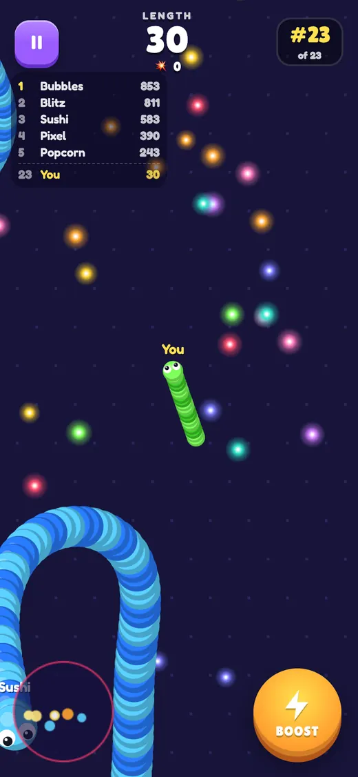 Snake Arena gameplay on a phone