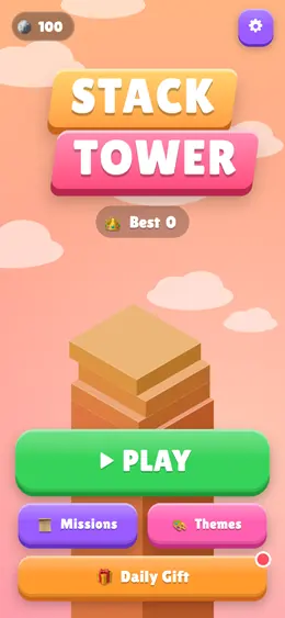 Stack Tower HTML5 game home screen