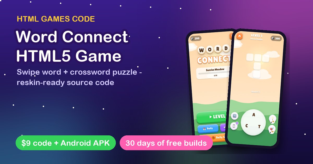 Word Connect HTML5 Game Code: Word Puzzle with 150 Levels | $19